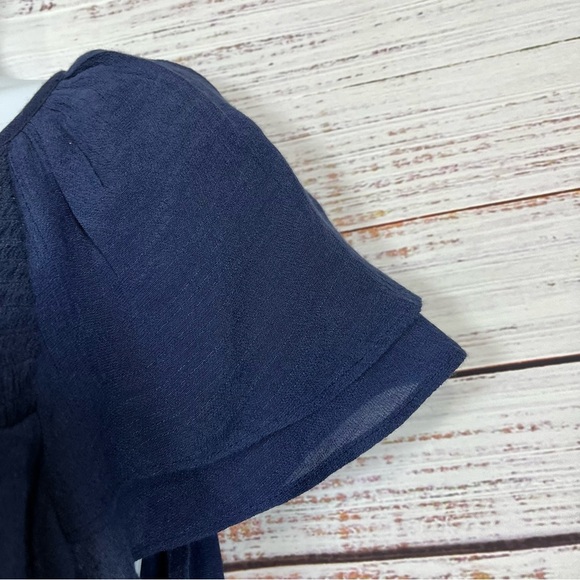 Westport Navy V Neck Tie Short Sleeve Top - Picture 5 of 14